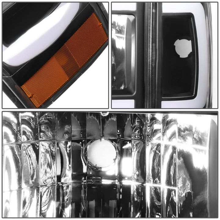 87-91 Ford Bronco F-150 F-250 F-350 LED DRL Headlights Black Housing