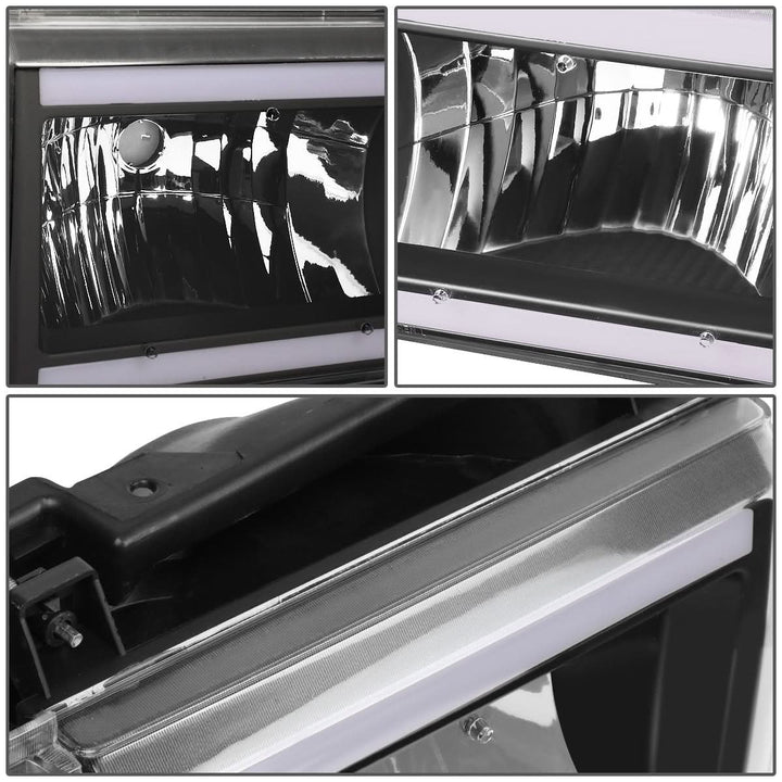87-91 Ford Bronco F-150 F-250 F-350 LED DRL Headlights Black Housing