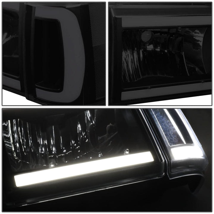 87-91 Ford Bronco F-150 F-250 F-350 LED DRL Headlights Black Smoke