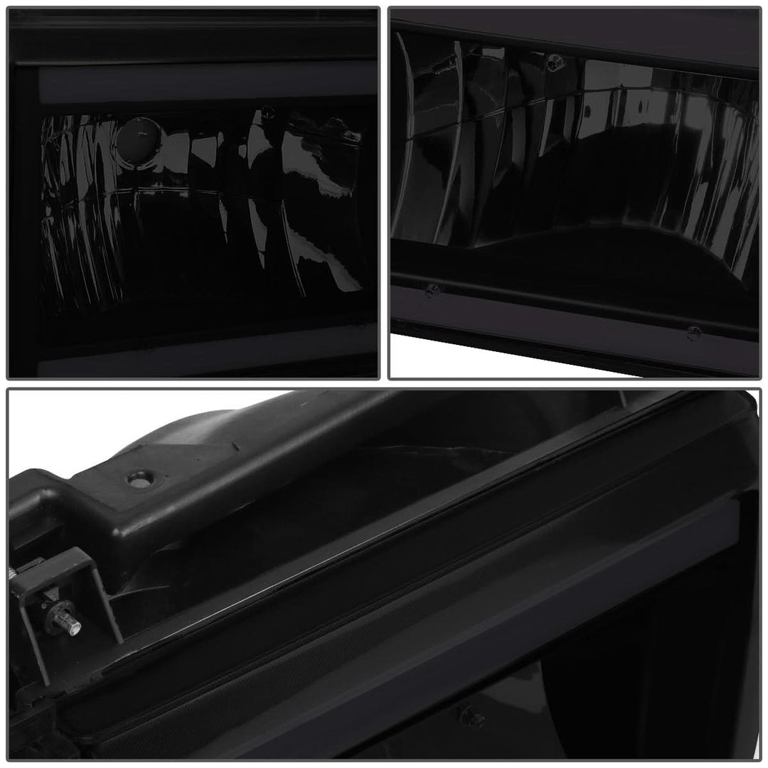 87-91 Ford Bronco F-150 F-250 F-350 LED DRL Headlights Black Smoke