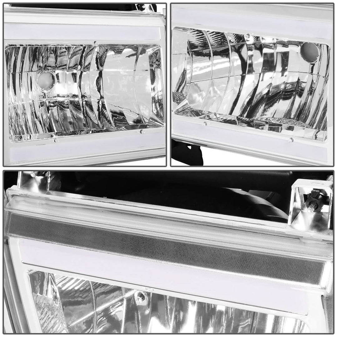 87-91 Ford Bronco F-150 F-250 F-350 LED DRL Chrome Headlights