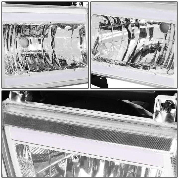 87-91 Ford Bronco F-150 F-250 F-350 LED DRL Chrome Headlights