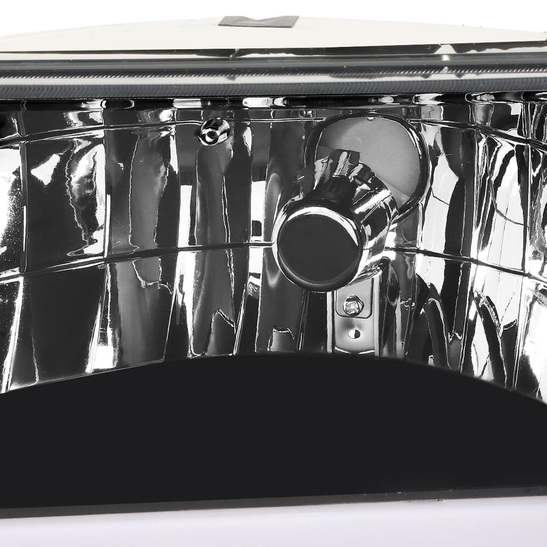 92-96 Ford F-150 F-250 F-350 Bronco Dual LED DRL Headlights Black