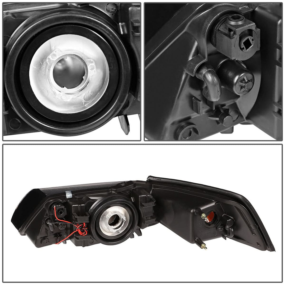 99-04 Ford Mustang LED DRL Headlights Black Housing Amber Corner