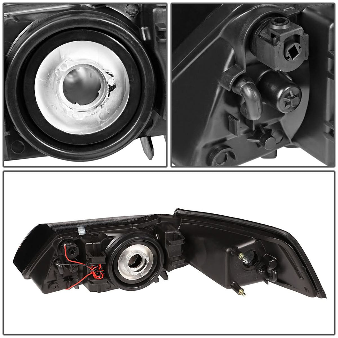99-04 Ford Mustang LED DRL Headlights - Black Housing Clear Corner