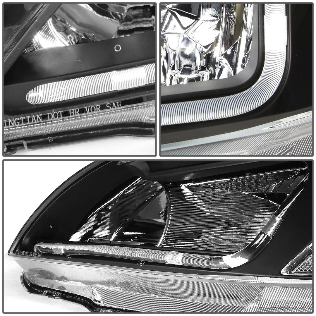 2003-2007 Honda Accord LED DRL Headlights - Black Housing Clear Corner