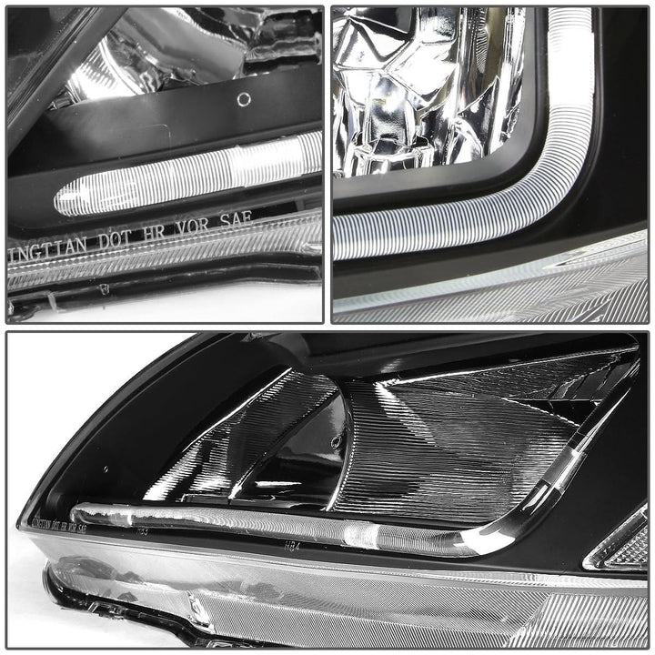 2003-2007 Honda Accord LED DRL Headlights - Black Housing Clear Corner