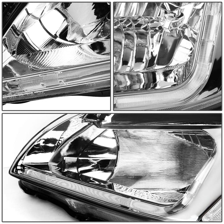 03-07 Honda Accord LED DRL Headlights Chrome Housing Clear Corner