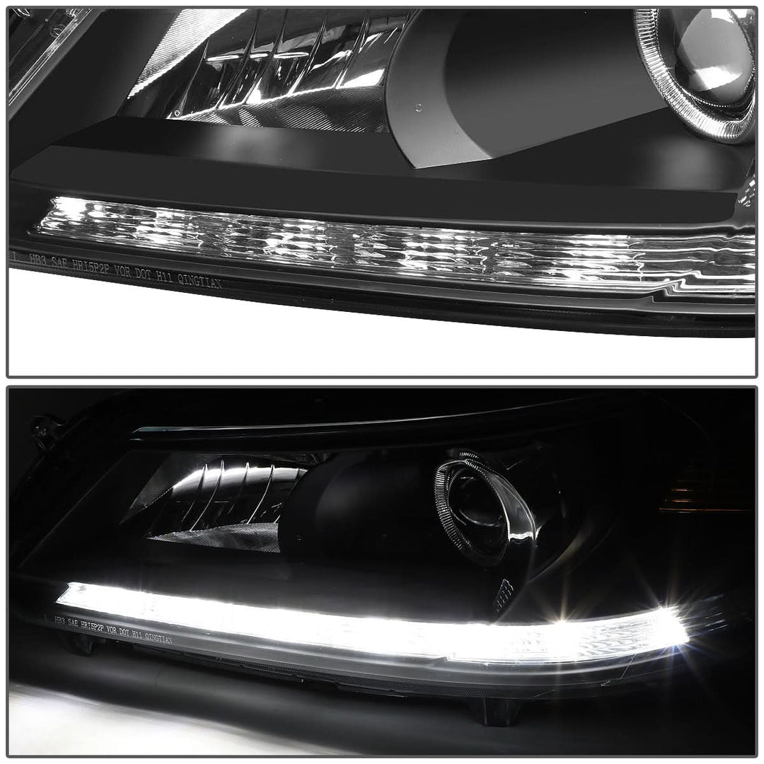13-15 Honda Accord LED DRL Projector Headlights Black Housing