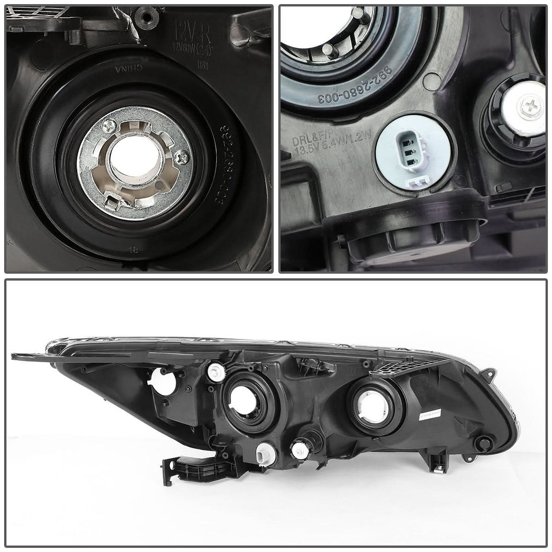 13-15 Honda Accord LED DRL Projector Headlights Black Housing