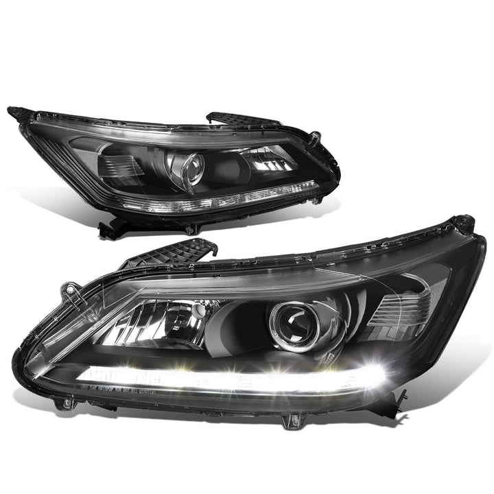 2013-2015 Honda Accord LED DRL Projector Headlights Black Housing