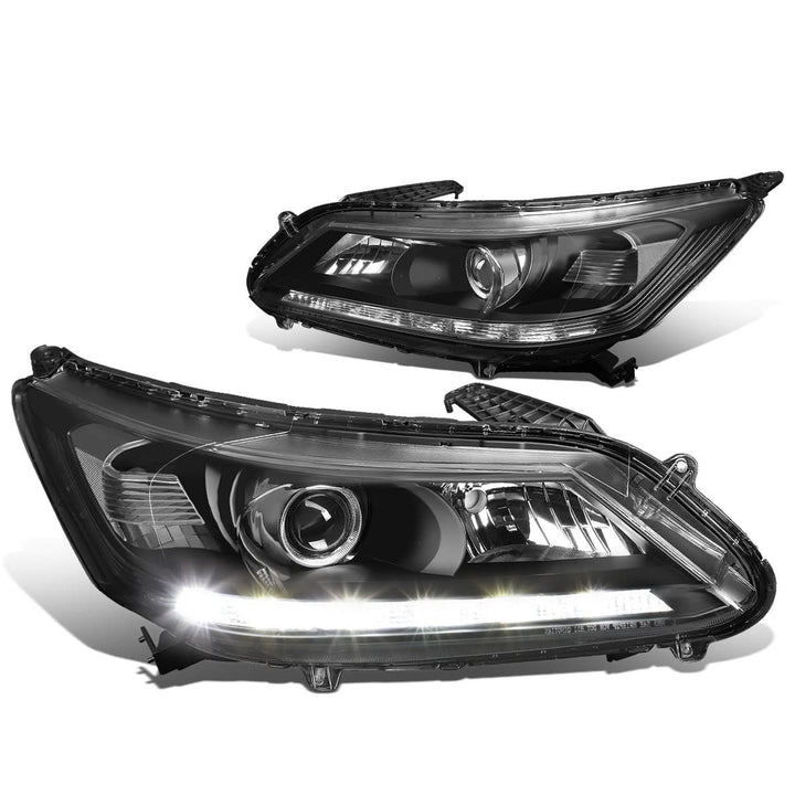 2013-2015 Honda Accord LED DRL Projector Headlights Black Housing