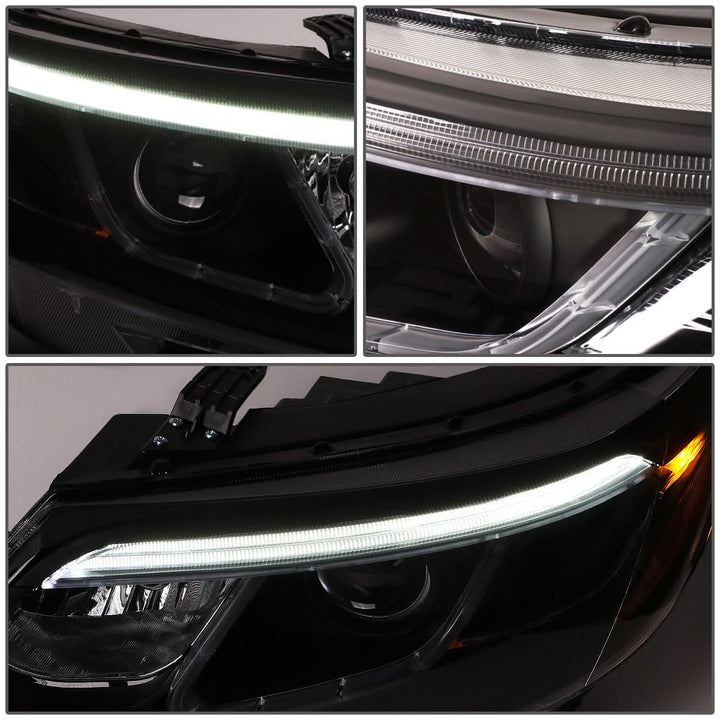 2014-2015 Kia Sorento LED DRL Headlights - Black Housing Clear Corner