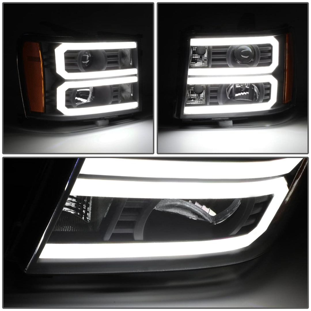 07-13 GMC Sierra 1500 / 07-14 Sierra 2500 3500 Dual U-Bar LED DRL Headlights