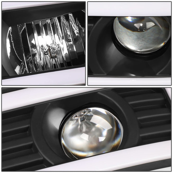 2007-2014 GMC Sierra Dual U-Bar LED DRL Headlights Black Housing