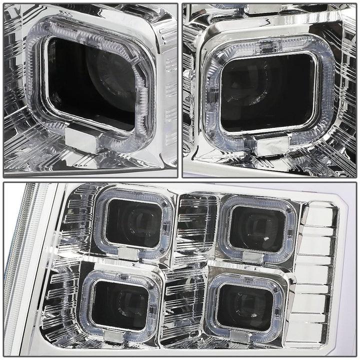 2009-2014 Ford F-150 Quad LED DRL Halo Ring Projector Headlights Chrome