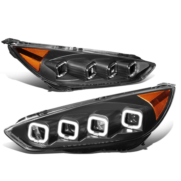 2015-2018 Ford Focus Sequential Halo Projector Headlights Black