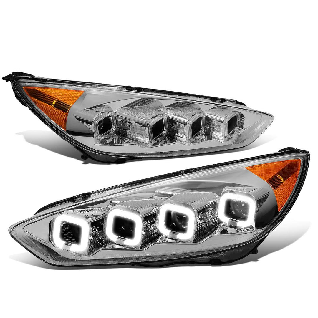 2015-2018 Ford Focus Sequential Halo Projector Headlights Chrome