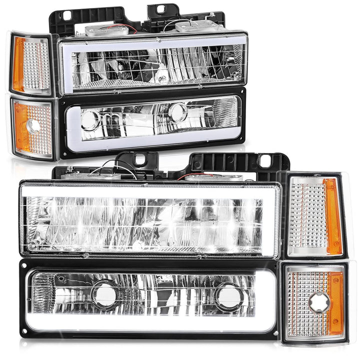 94-00 GMC C/K Series Suburban Yukon Clear LED Bar Headlights