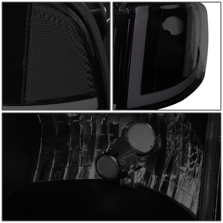 94-02 Dodge Ram LED DRL Headlights - Black Housing Smoke Lens