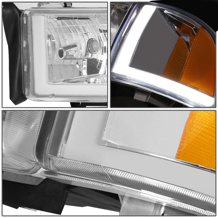 94-02 Dodge Ram LED DRL Headlights Chrome Housing Amber Corner