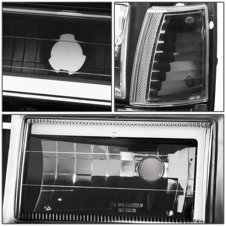 91-94 Ford Explorer LED DRL Headlights Black Housing Clear Corner