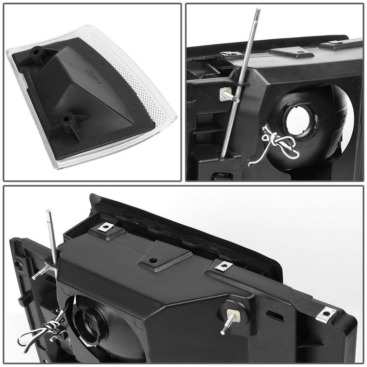 91-94 Ford Explorer LED DRL Headlights Black Housing Clear Corner