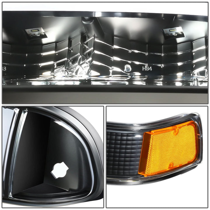 98-04 Chevrolet Blazer S10 LED Switchback L-Pattern Headlights Black