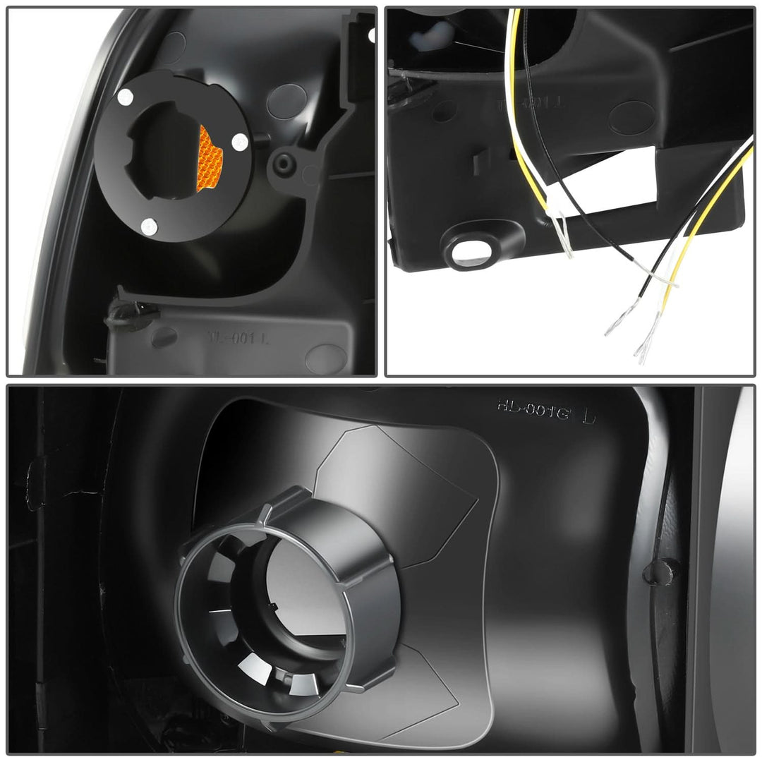 4PC LED Bar Headlights - Clear Lens Amber Reflector Black Housing