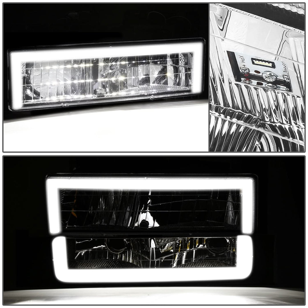 Clear Lens Chrome Housing LED Bar Headlights 4PCS