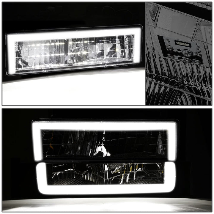 Smoke Lens Amber Reflector Chrome Housing LED Bar Headlights 8pcs