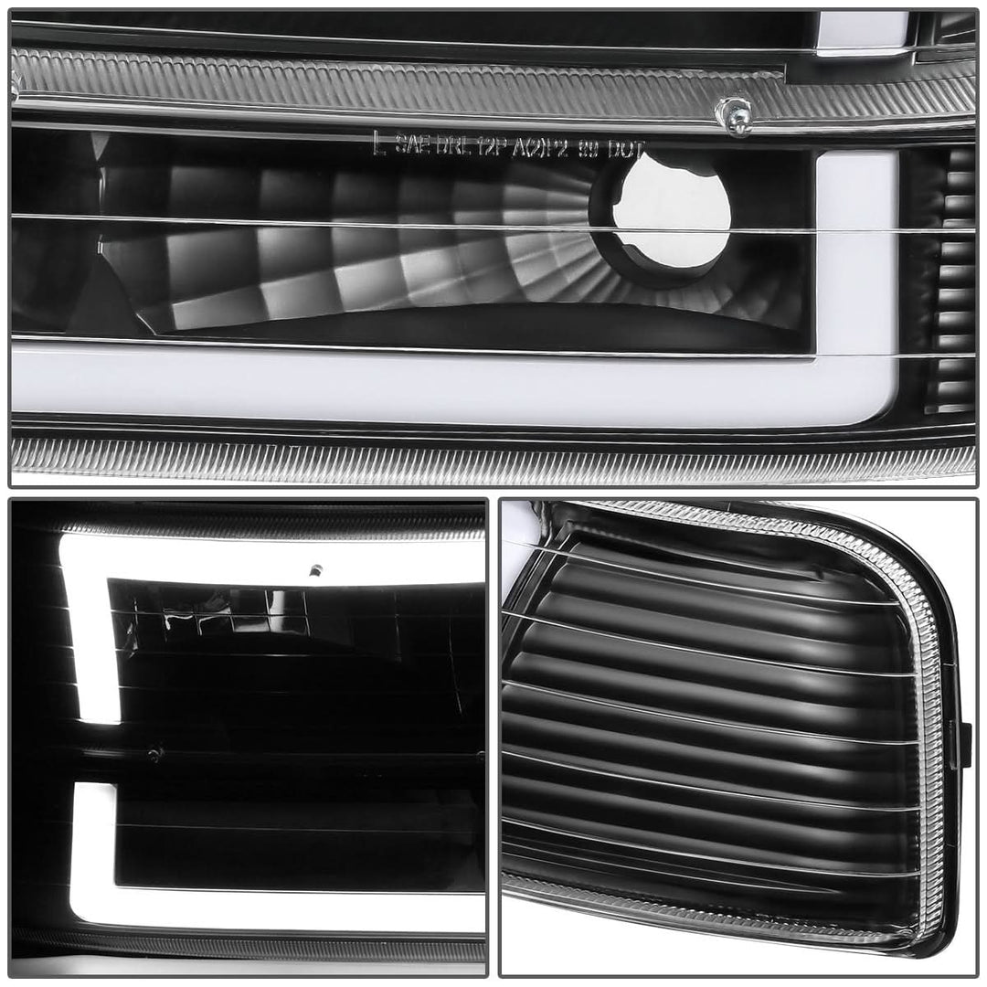 99-06 Chevrolet Silverado Tahoe Suburban LED DRL Dual C-Bar Headlights