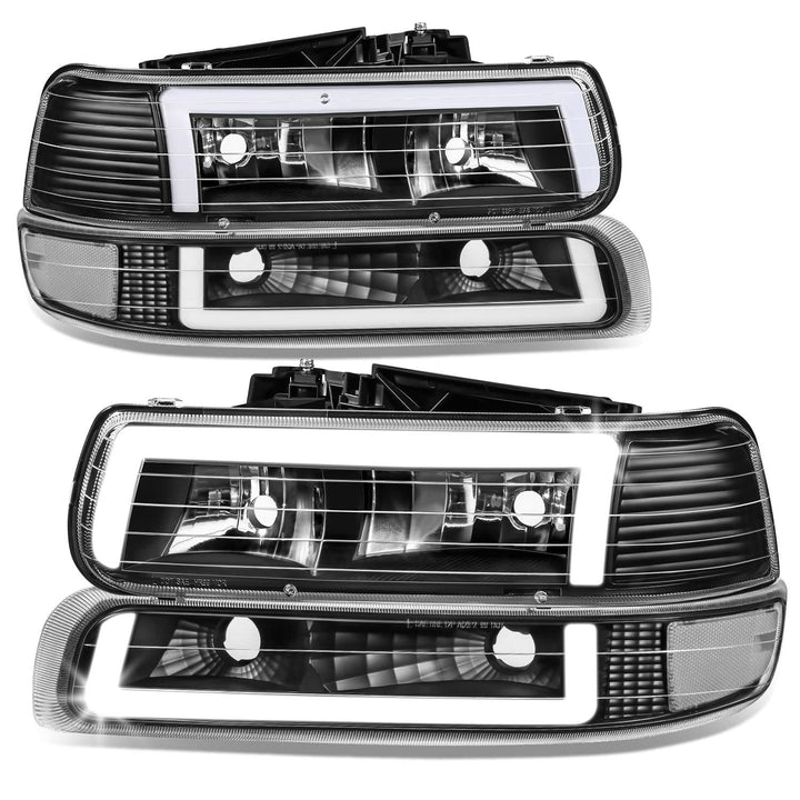 99-06 Chevrolet Silverado Tahoe Suburban LED DRL Dual C-Bar Headlights