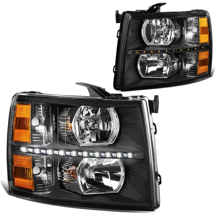 2007-2014 Chevrolet Silverado LED Reflector Headlights Black