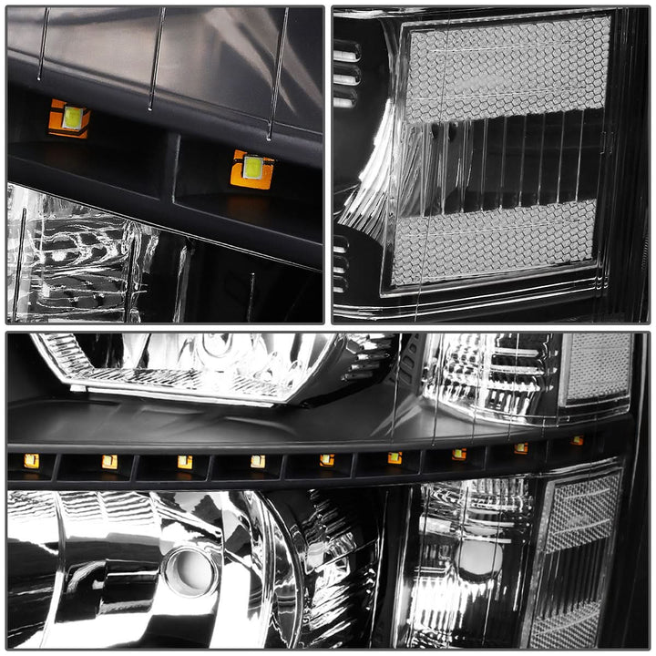 07-14 Chevrolet Silverado LED Reflector Headlights Black Housing