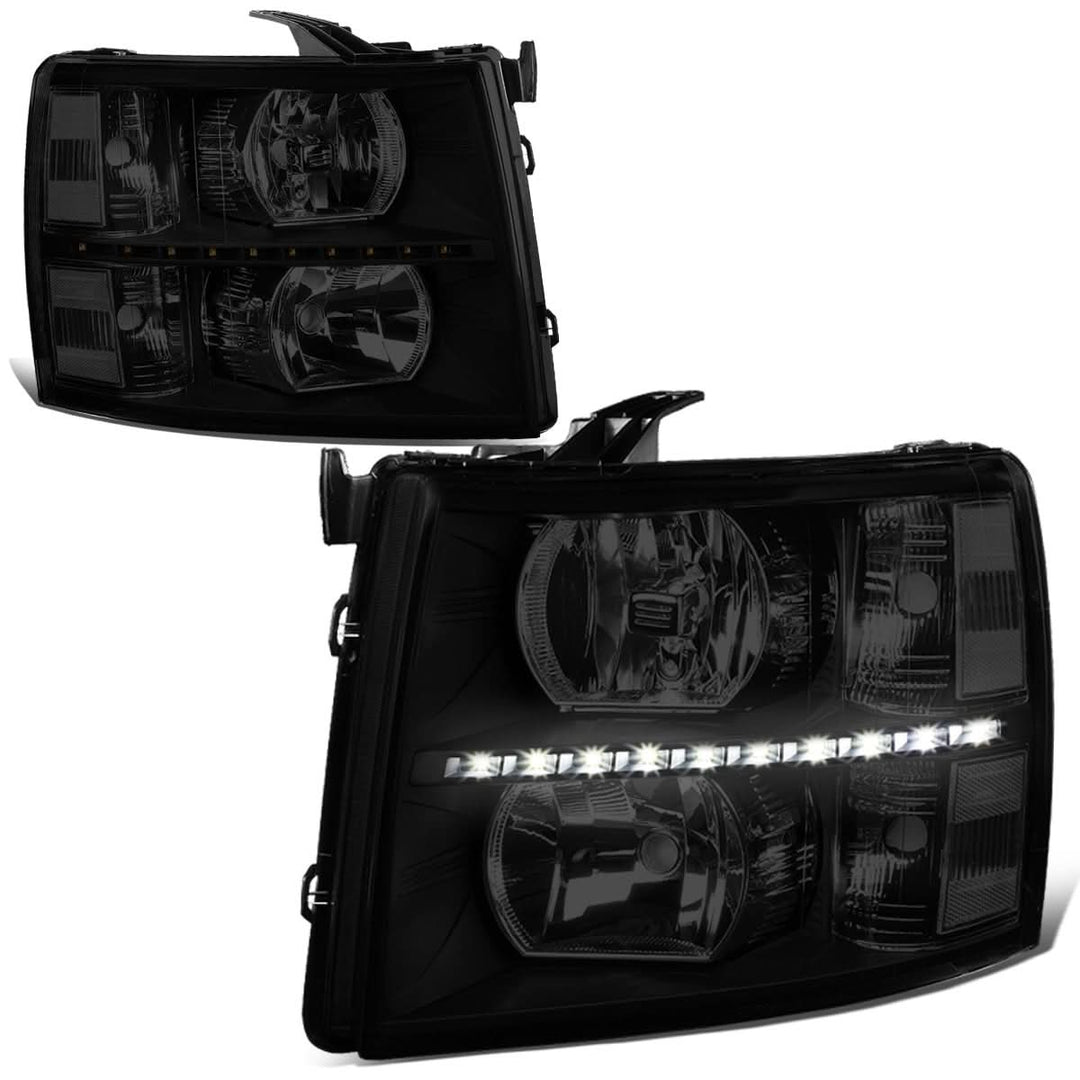 2007-2014 Chevrolet Silverado LED Reflector Headlights - Black/Clear/Smoke
