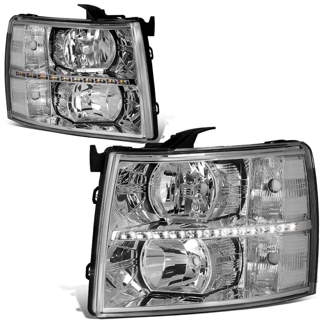 07-14 Chevrolet Silverado LED Reflector Headlights Chrome Housing