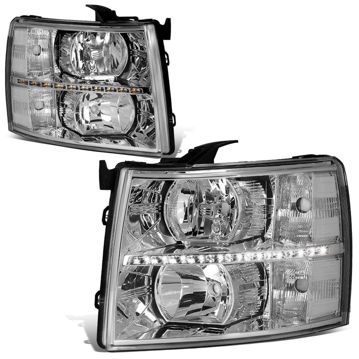 07-14 Chevrolet Silverado LED Reflector Headlights Chrome Housing
