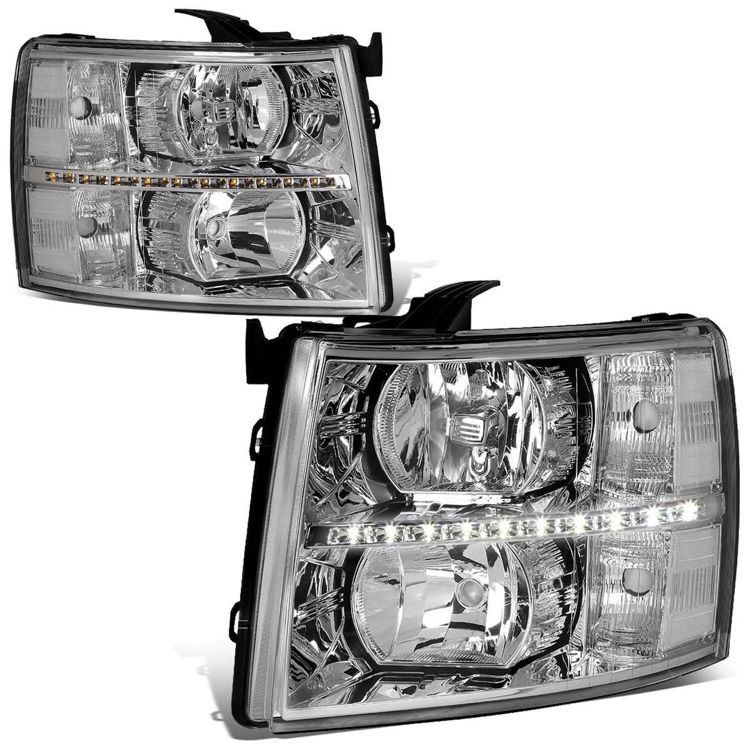 07-14 Chevrolet Silverado LED Reflector Headlights Chrome Housing