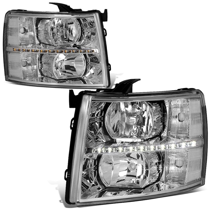 07-14 Chevrolet Silverado LED Reflector Headlights Chrome Housing