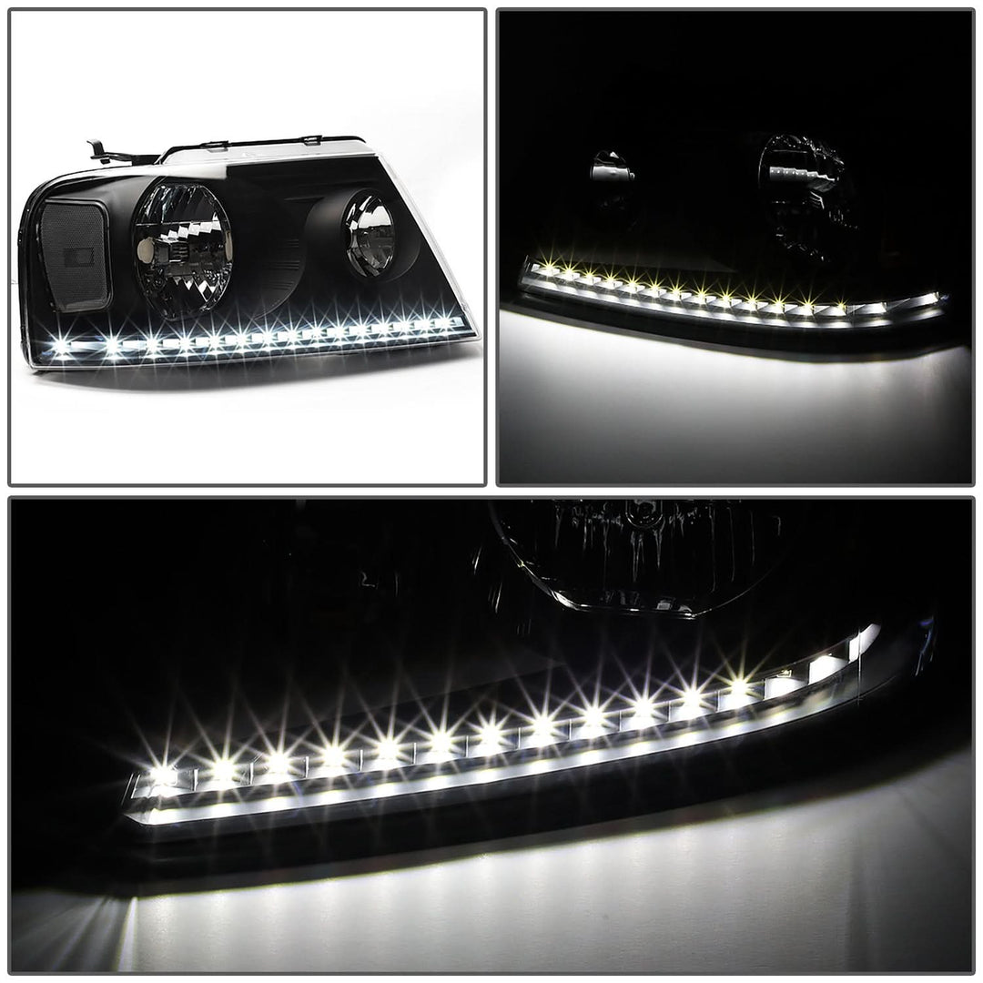 04-08 Ford F-150 / 06-08 Lincoln Mark LT LED DRL Headlights - Black