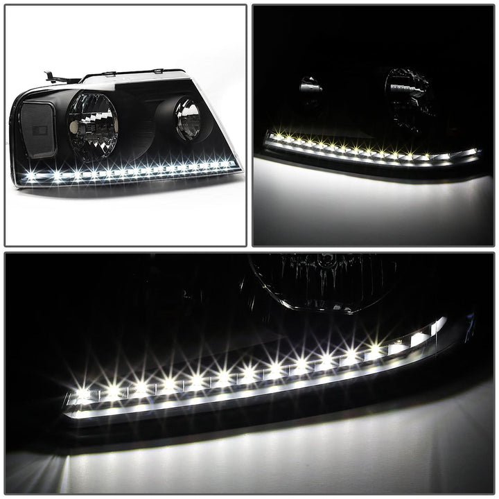 04-08 Ford F-150 / 06-08 Lincoln Mark LT LED DRL Headlights - Black