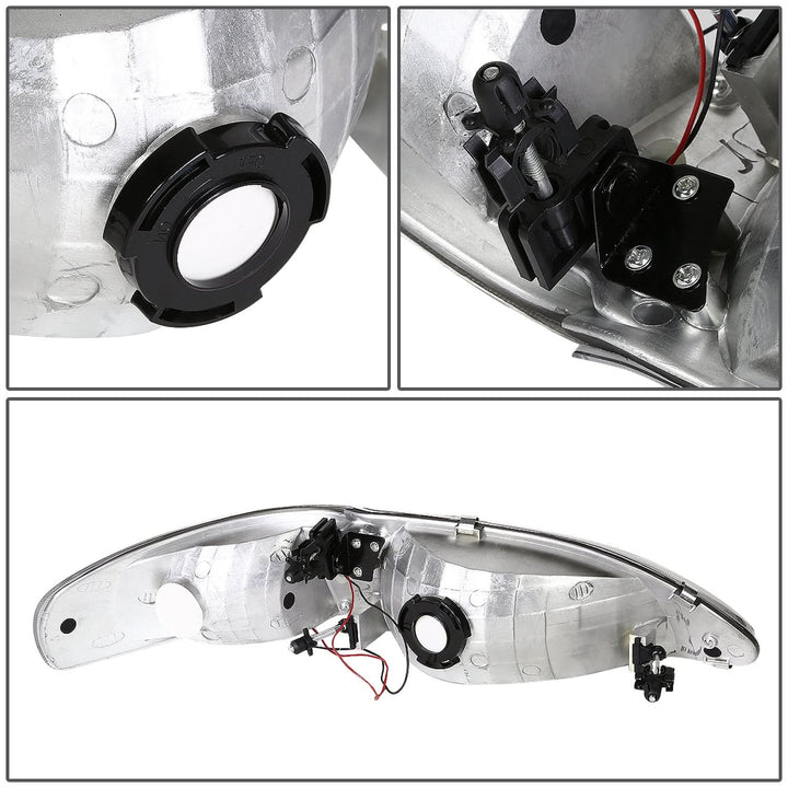 94-98 Ford Mustang LED Headlights - Black Housing w/ Amber Corner