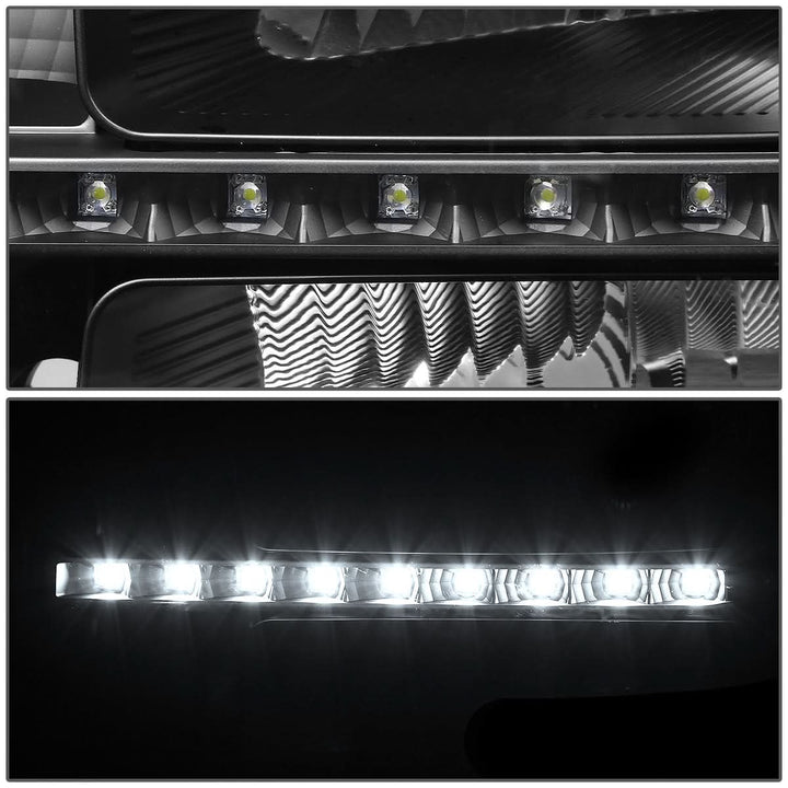 2007-2014 GMC Sierra LED DRL Headlights Black Housing Amber Corner