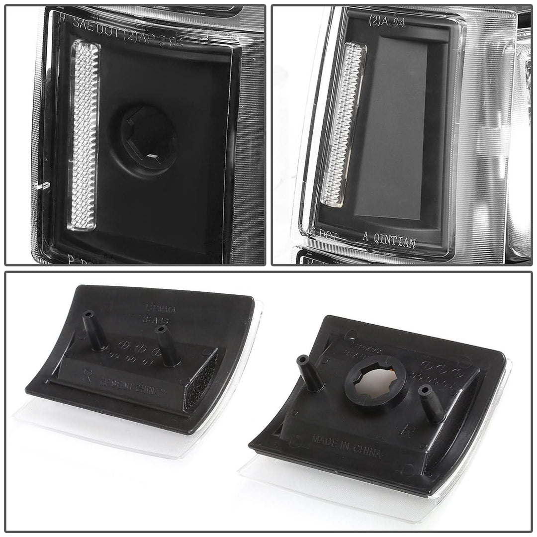94-00 GMC C10 8PC Headlight Set - Black Housing Clear Corner