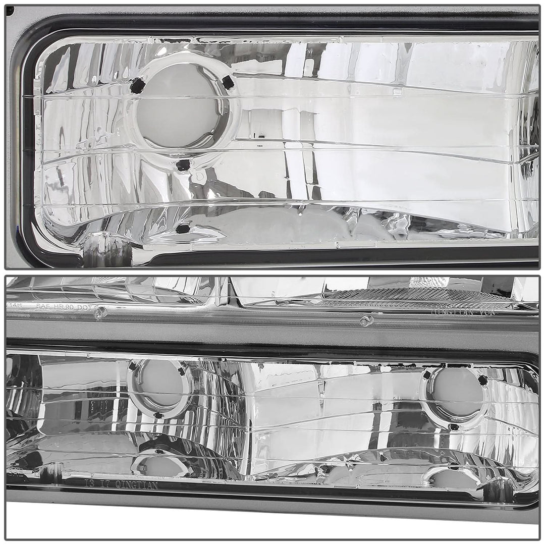 94-00 GMC C10 Chrome Housing Headlights w/ Amber Corner 8PC Kit