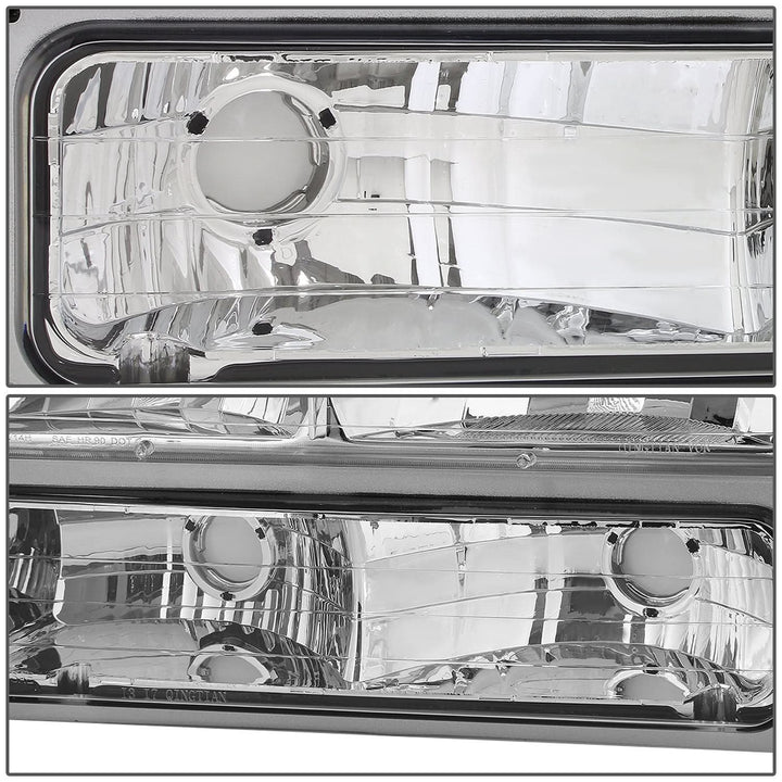 94-00 GMC C10 Chrome Housing Headlights w/ Amber Corner 8PC Kit