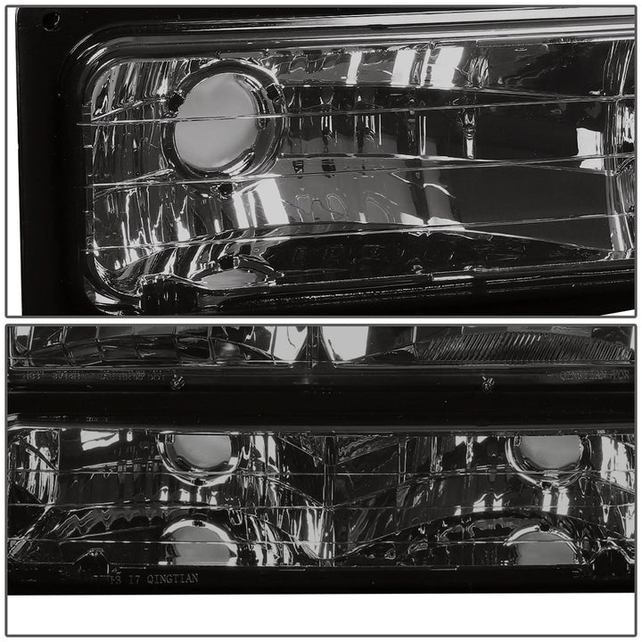 94-00 GMC C10 8PC Smoke Housing Headlight Set w/ Amber Corners