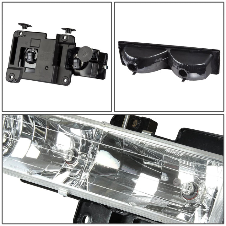 94-98 Chevrolet C10 8PC Chrome Housing Clear Corner Headlights