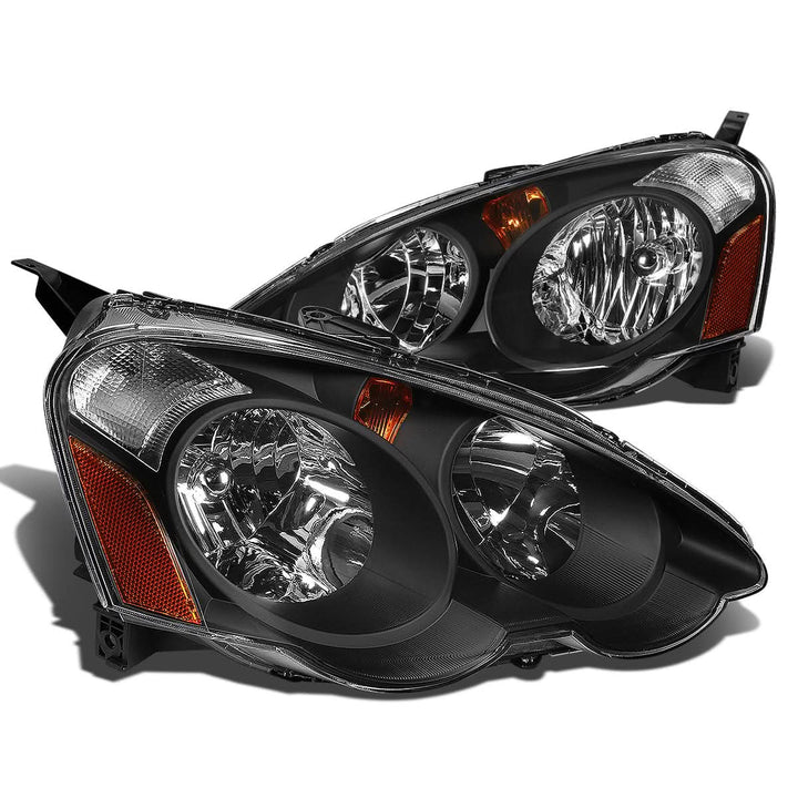 02-04 Acura RSX Black Housing Amber Corner Headlights